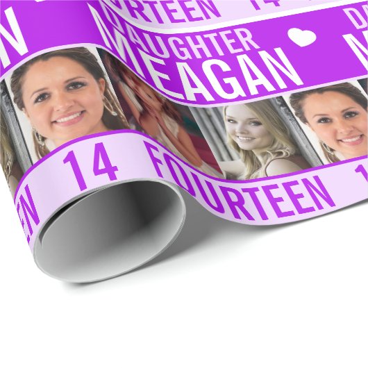 14歳の誕生日3枚の紫の娘 ラッピングペーパー (ロールコーナー)