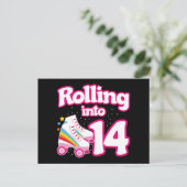 14歳の誕生日 ローラー スケート 14歳 スケート ポストカード (スタンド正面)