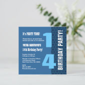 14歳の誕生日 現代のネイビーブルーの星 T7A 招待状 (スタンド正面)