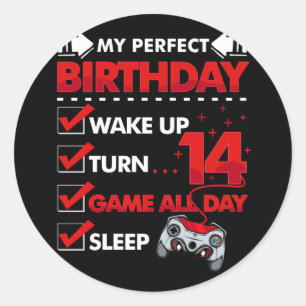 14歳ゲーマーボーイ14th完璧な誕生日ゲーム ラウンドシール