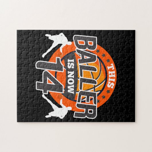 14歳バスケットボールの子供のギフトソン ジグソーパズル (横)