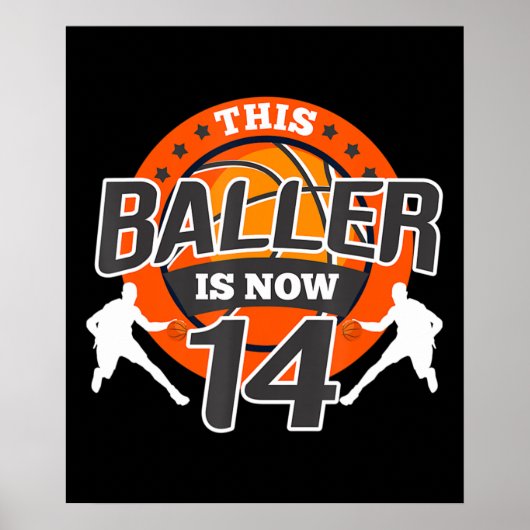 14歳バスケットボールの子供のギフトソン ポスター (正面)