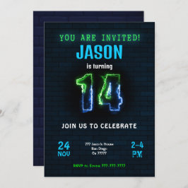 14歳男子の誕生日パーティー招待状 招待状