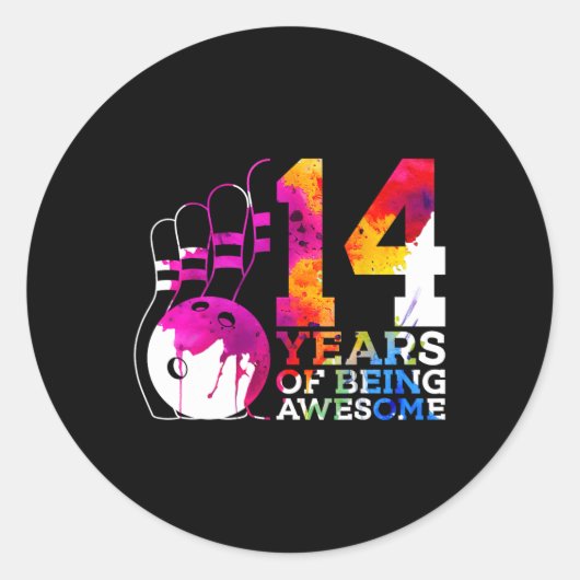 14歳素晴らしボーリング14誕生日 ラウンドシール (正面)