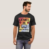 14歳誕生日ゲーマーレベル変数Unlocke Tシャツ (正面フル)