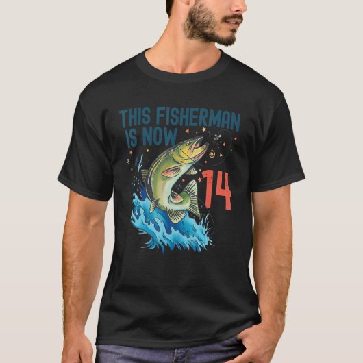 14歳魚釣り誕生日14thバスフィッシュ10代のB Tシャツ (正面)