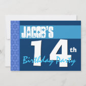 14番目のブルースモダンターパターン10代の誕生日 招待状 (正面)