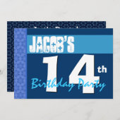 14番目のブルースモダンターパターン10代の誕生日 招待状 (正面/裏面)