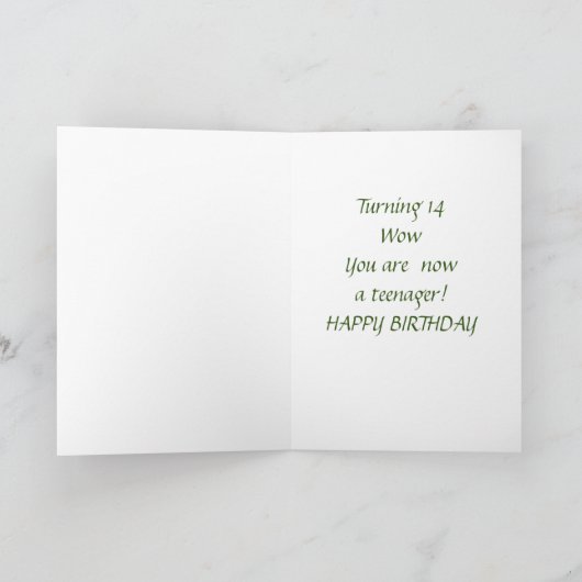 **14番目の誕生日と美しい**カード カード (内部)