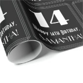 14番目の誕生日-アールデコの検索"14"、名前 ラッピングペーパー (ロールコーナー)