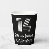 14番目の誕生日:インスパイアアールデコの検索「14」 +名前 紙コップ (正面)