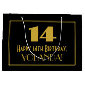 14番目の誕生日:インスパイアアールデコの「14」の外観と名前 ラージペーパーバッグ (裏面)