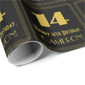 14番目の誕生日-インスパイアアールデコルック"14" & Name ラッピングペーパー (ロールコーナー)