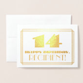 14番目の誕生日、名前+アールデコインスパイア「14」の外観 箔カード (封筒付き正面)