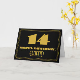 14番目の誕生日:名前+アールデコインスパイア「14」を見る カード