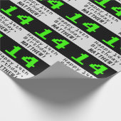 14番目の誕生日- Nerdy / オタク系のスタイル"14"と名前 ラッピングペーパー (角)