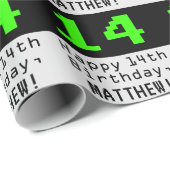 14番目の誕生日- Nerdy / オタク系のスタイル"14"と名前 ラッピングペーパー (ロールコーナー)