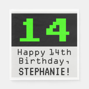 14番目の誕生日- Nerdy / オタク系のスタイル"14" & Name スタンダードランチョンナプキン