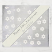 14結婚周年記念アイボリー スパークリングワインラベル (シングルラベル)