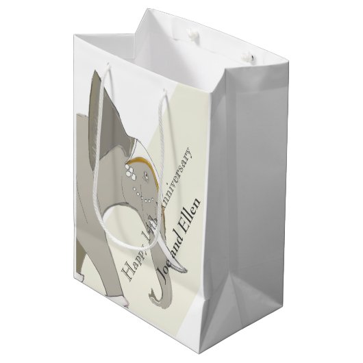 14結婚周年記念アイボリー ミディアムペーパーバッグ (正面アングル)