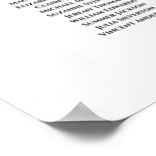 14表アイボリー白フローラ結婚の座席表 ポスター (角)