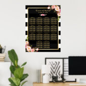 14表ピンクのフローラ結婚の座席表 ポスター (ホームオフィス)