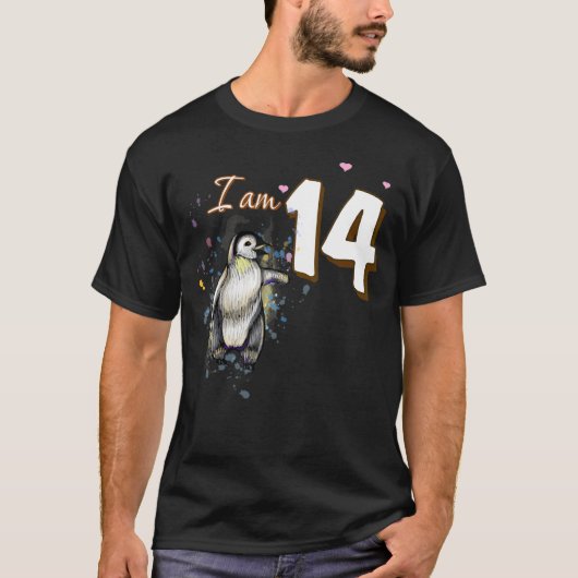 14誕生日かわいいペンギンファン Tシャツ (正面)