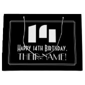 14誕生日インスパイア~アールデコルック"14" +名前 ラージペーパーバッグ (正面)