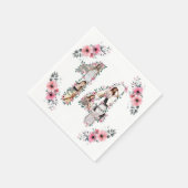 14誕生日ガールフラワーフォトコラージホワイト スタンダードカクテルナプキン (角)
