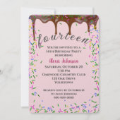 14誕生日チョコレートアイシングと振りかける 招待状 (正面)