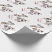 14誕生日フォトガールコラージピンクフラワーホワイト ラッピングペーパー (角)