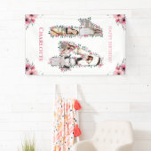 14誕生日フォトコラージピンクフラワーガールホワイト 横断幕 (インサイチュ)