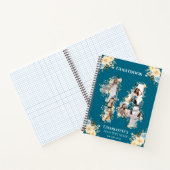 14誕生日フォトティール(緑がかった色)イエローフラワーゲストブック ノートブック (内部)