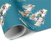 14誕生日フォトティール（緑がかった色）コラージュ黄花 ラッピングペーパー (ロールコーナー)