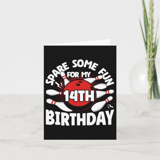 14誕生日ボーリングスペアいくつかのおもしろい14年バット カード (正面)