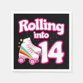 14誕生日ローラースケートで滑る14歳スケート スタンダードカクテルナプキン (正面)
