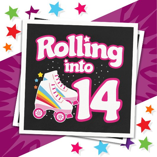 14誕生日ローラースケートで滑る14歳スケート スタンダードカクテルナプキン