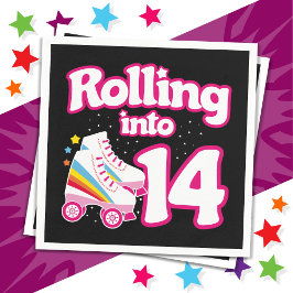 14誕生日ローラースケートで滑る14歳スケート スタンダードカクテルナプキン