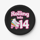 14誕生日ローラースケートで滑る14歳スケート ペーパープレート (正面)
