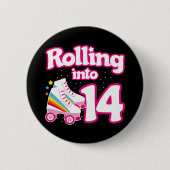 14誕生日ローラースケートで滑る14歳スケート 缶バッジ (正面)