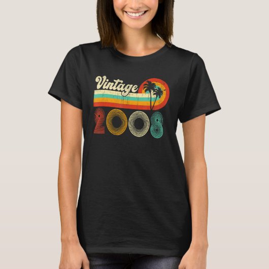 14誕生日ヴィンテージ2008 14歳レトロ少年 Tシャツ (正面)