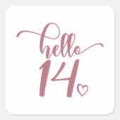 14誕生日女性こんにちは14かわいい14歳 スクエアシール (正面)