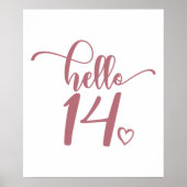 14誕生日女性こんにちは14かわいい14歳 ポスター (正面)