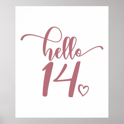 14誕生日女性こんにちは14かわいい14歳 ポスター (正面)