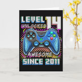 14誕生日少年レベル14ゲーマー14年ビデオゲーム カード (黄色い花)