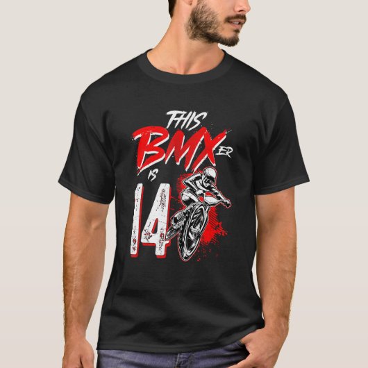 14誕生日少年BMXバースデーパーティーの装飾 Tシャツ (正面)