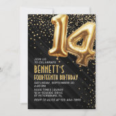 14誕生日金ゴールドブラック招待状 招待状 (正面)