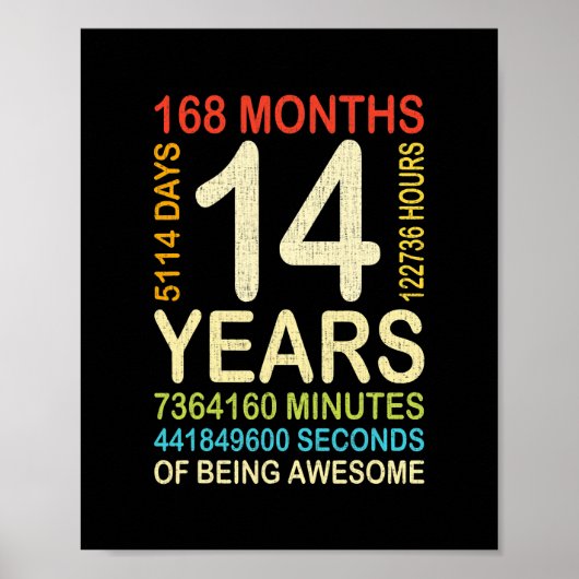 14誕生日14歳ヴィンテージレトロ168 ポスター (正面)