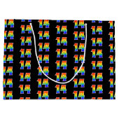 14誕生日:おもしろいレインボーイベント第14パターン ラージペーパーバッグ (裏面)
