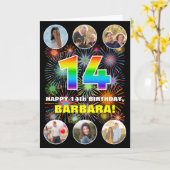 14誕生日:おもしろいレインボー#,名前をカスタムする&写真 カード (黄色い花)